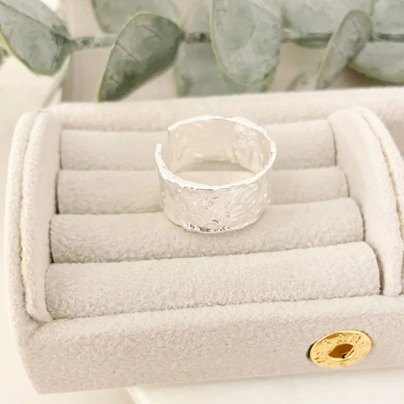 925 Sterling Silver Set of 2 Foil Rings Textured Ring Band Minimalist Ring - Picture 12 of 15